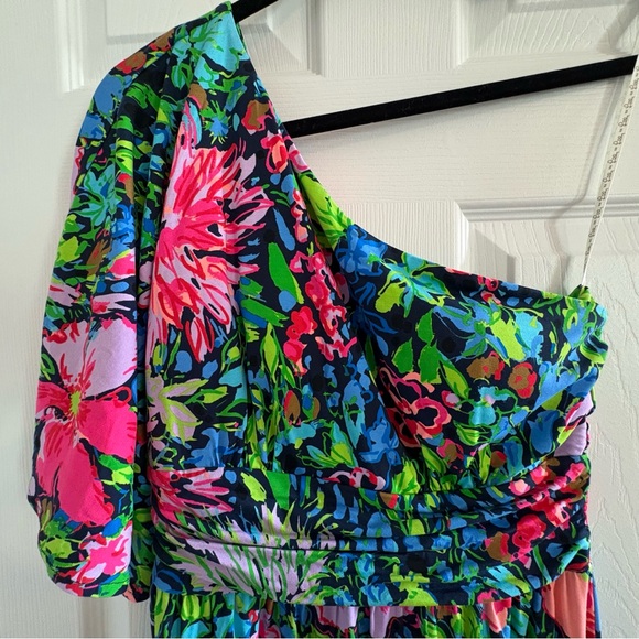 Lilly Pulitzer Niki One-Shoulder Maxi Dress Size S, NWT in Multi Festive Fantasy - Picture 6 of 8